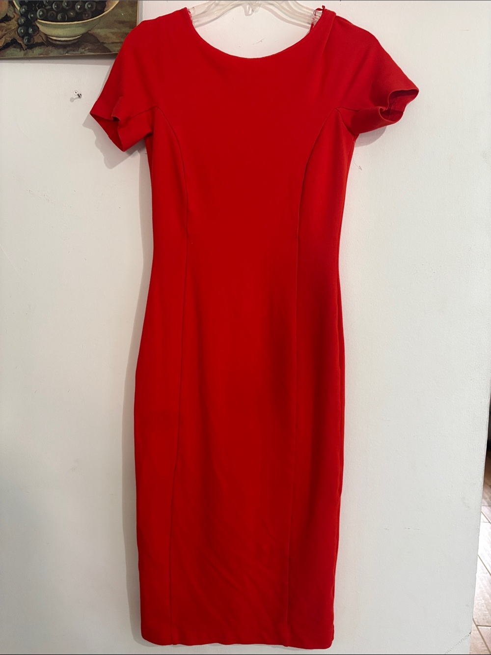 NWOT Zara Vibrant Red Midi Bodycon Sheath Dress Lsz